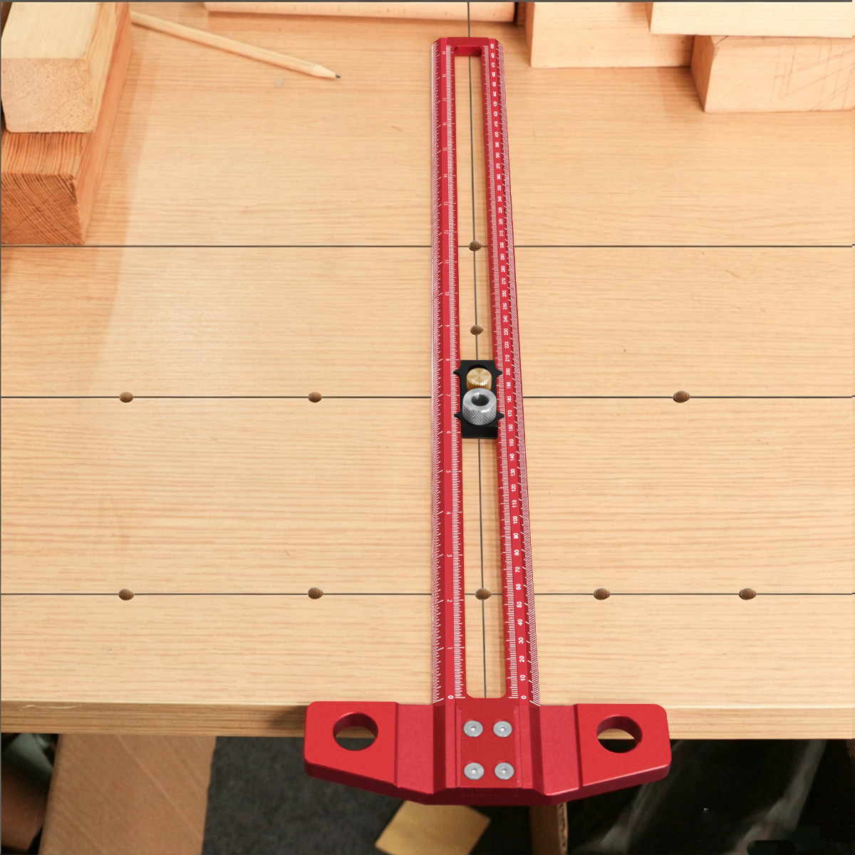 Woodworking Gauge - Houtbewerkings T-vierkant markeermaat, layout-aftekenliniaal met verstelbare