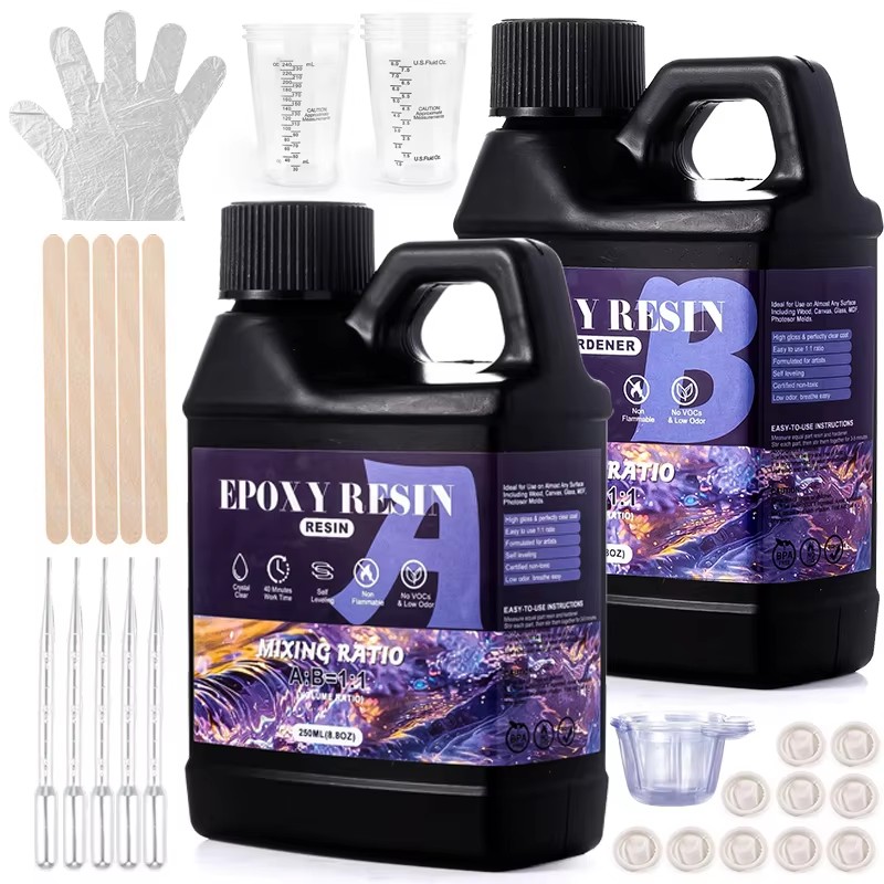 Woodworking Epoxy - Easy Mix 1:1 Epoxyhars Kit Kristalhelder