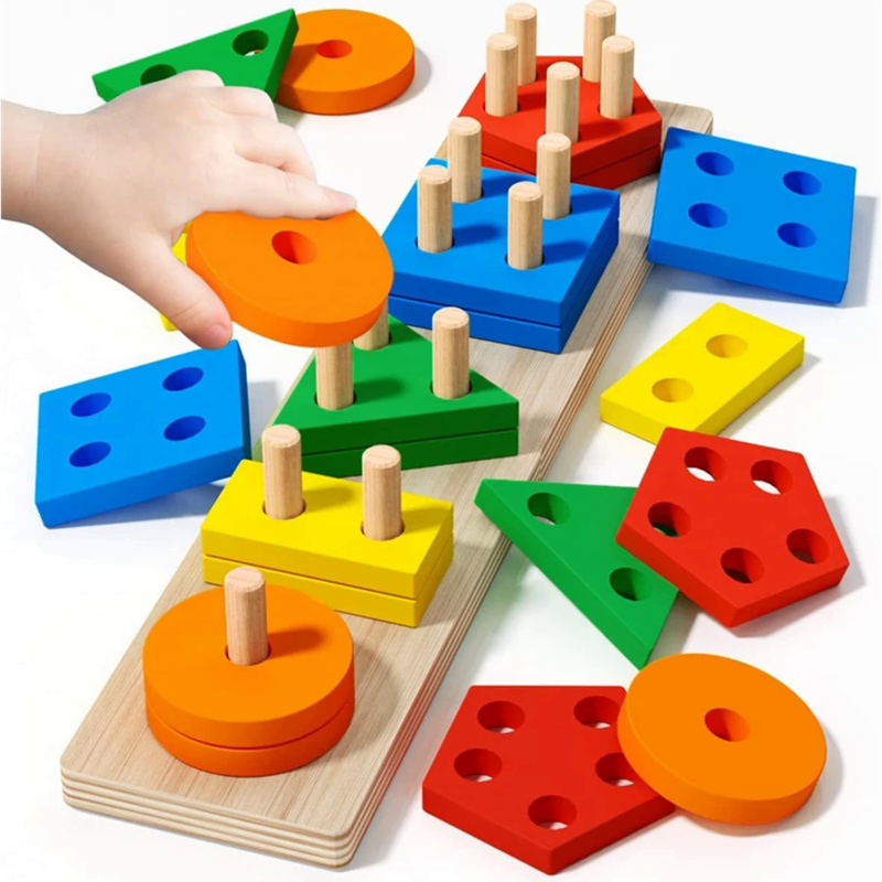 Woodworking For Kids - Montessori Houten Speelgoed Kleur Vorm Matching