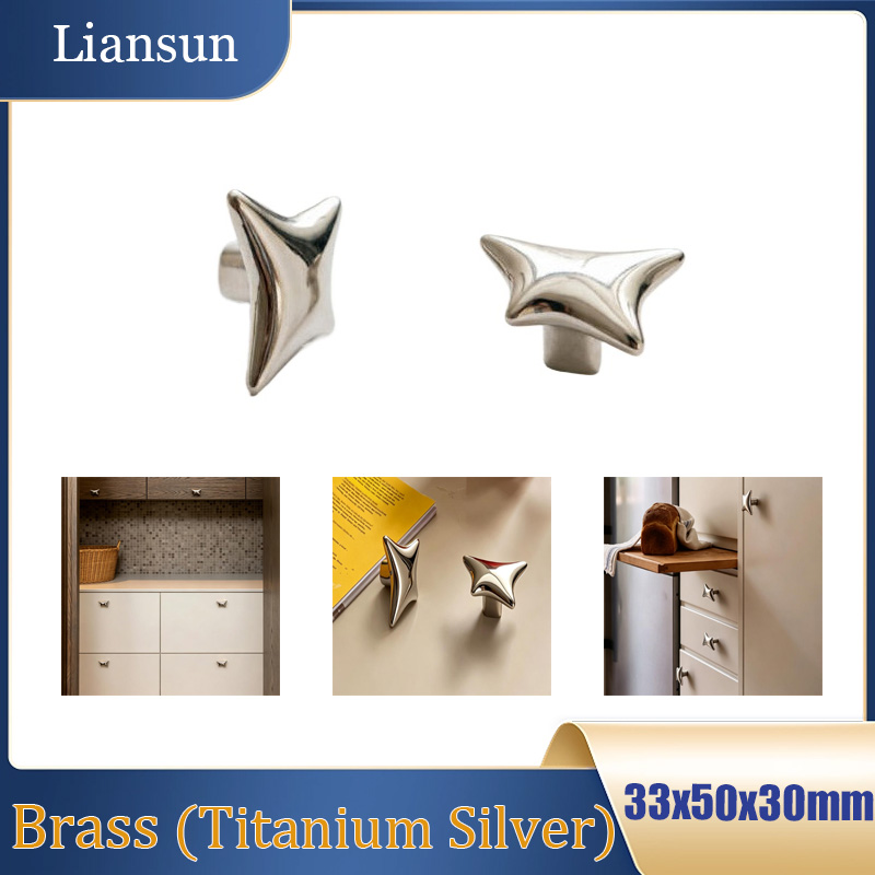 Woodworking Novel - 1/2/4/6PCS Titanium Zilver Stervormige Messing Handvat